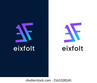 letter e and f modern logo design template