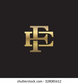 Letter E And F Monogram Golden Logo