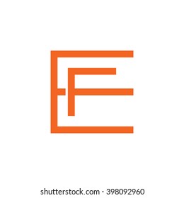 letter E and F monogram square shape logo orange