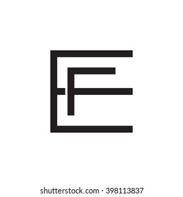 letter E and F monogram square shape logo black