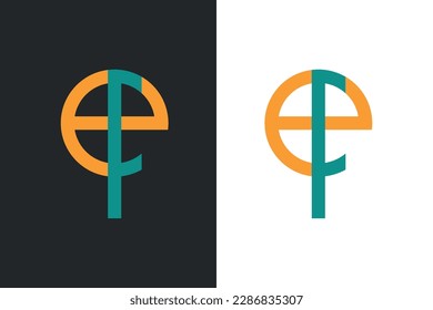 Letter e, f, and p combine unique logo vector illustration. Ef letter mark logo template with smart color for light and dark background. 