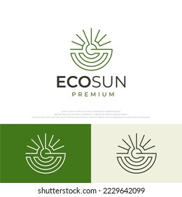 Letter E Farm Landscape Logo Icon Vector Illustration