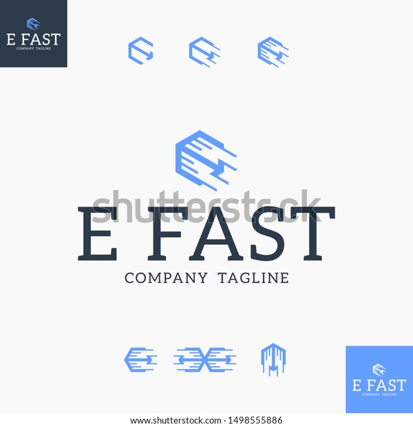 Letter\
E with Fast or Faster Geometry Logo Design\
Vector