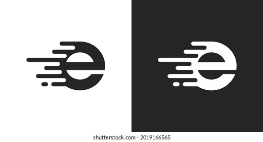 Letter E Fast Logo design concept. Letter E technology vector logo design.