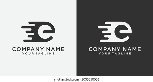 Letter E Fast Logo design concept. Letter E technology vector logo design.