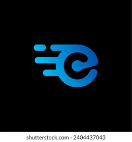 Letter E Fast Logo design concept. Letter E technology vector logo design.