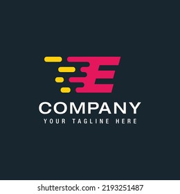 Letter E with Fast logo, Speed, Moving and Quick, Digital and Technology for your Corporate identity