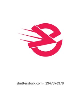 letter e fast movement arrow geometric logo vector