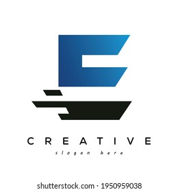 Elemento de diseño de logotipos de marcas y logotipos de velocidad rápida de la carta E