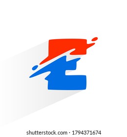 Letter E fast speed logo. Vector two part wave font for technology labels, game headlines, sport posters, etc.