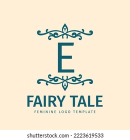 letter E feminine floral vector logo design