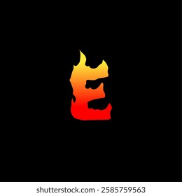 Letter E in fiery vector design with a smooth red to yellow gradient. Bold modern and dynamic. Perfect for logos branding and artistic typography