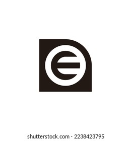 Letter E in file, circle geometric symbol simple logo vector