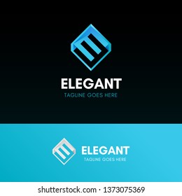 Letter E Finance Logo template element symbol negative space with blue gradient color