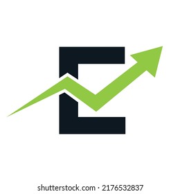 Letter E Financial Logo. Finance and Financial Investment Development Logo Template Concept with Business Growth Arrow