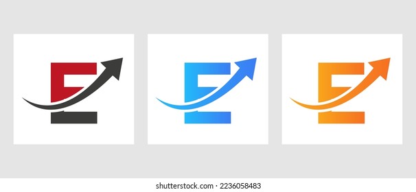 Letter E Financial Logo. Marketing And Finance Business Logotype With Growth Arrow Symbol