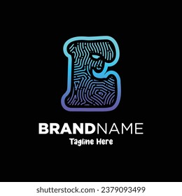 Letter E Fingerprint Logo Design Template Inspiration, Vector Illustration.