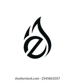 letter E fire flame logo design vector template