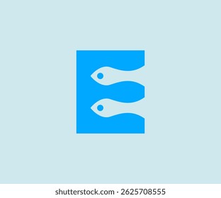 Letter E Fish Logo design