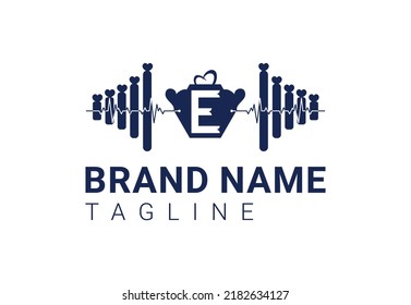Letter E fitness gym logo, sticker, icon design