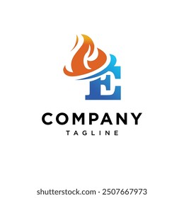 Letter E Flame logo icon vector.