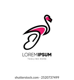 Letter E Flamingo Logo Design Vector Icon Graphic Emblem Symbol Illustration