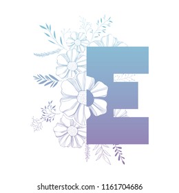 letter e with floral decoration
