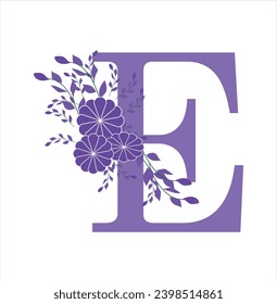 letter e with floral decoration