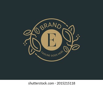 Letter E Floral Logo Design Template  Vector
