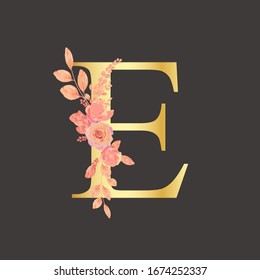 Letter E floral logo isolated. Alphabet vector image	