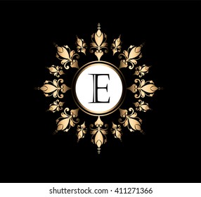 Letter E Floral monogram.