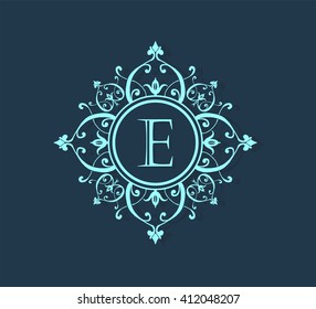 Letter  E Floral monogram.