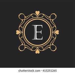 Letter E  Floral monogram.
