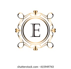 Letter E  Floral monogram.