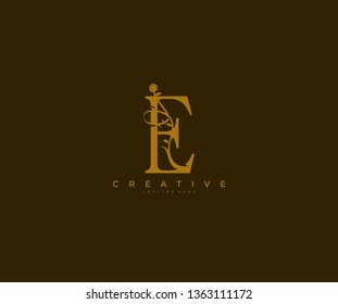 Letter E Floral Monogram Premium Elegant Logotype Illustration