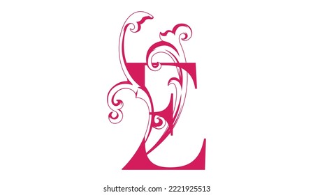  letter E. flower letters. Vintage ornament initial Alphabet. Logo vector