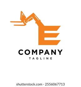 Letter E Forklift Logo Icon Vector
