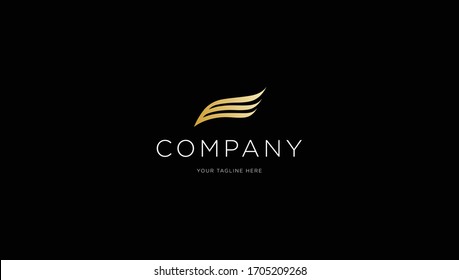 Letter E forming wing premium elegant logo design concept. Vector template