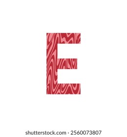 Letter E from fresh raw meat with marble. Vector latin meat alphabet.  Red tenderloin beef meat font for restaurants, butcher shop, farmers market.