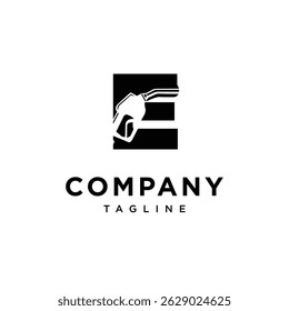 Vector de icono de logotipo de boquilla de combustible de letra E