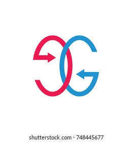 letter e g with arrows linked logo vector