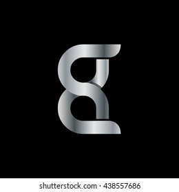 Letter E G GE SG Infinity Rounded Linked Logo Silver Black Background