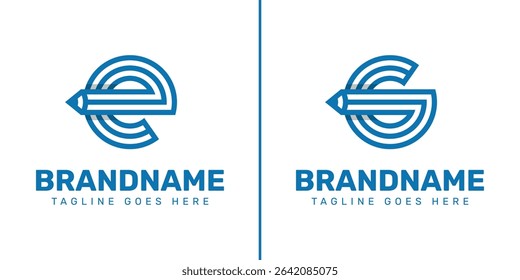 Letter E and G Pencil Logo, symbolizing knowledge, creativity, and learning