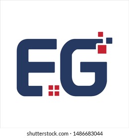 Letter E G and pixel symbol. Vector logo.