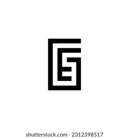 Letter E in G square, rectangle geometric symbol simple logo vector