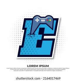 Letter E with game icon, Gaming Console Esport Logo Designs with pop style.