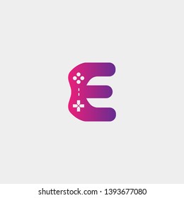 letter e game logo design template vector illustration,gamepad icon element