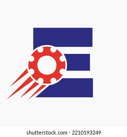 Letter E Gear Cogwheel Logo. Automotive Industrial Icon, Gear Logo, Car Repair Symbol