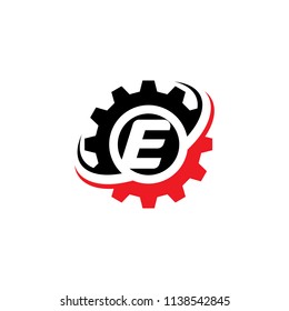 Letter E Gear Logo Design Template