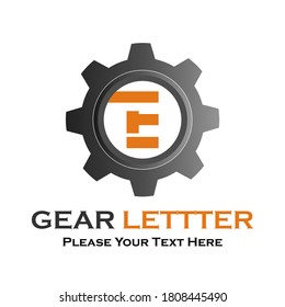 Letter e  gear logo design template illustration.